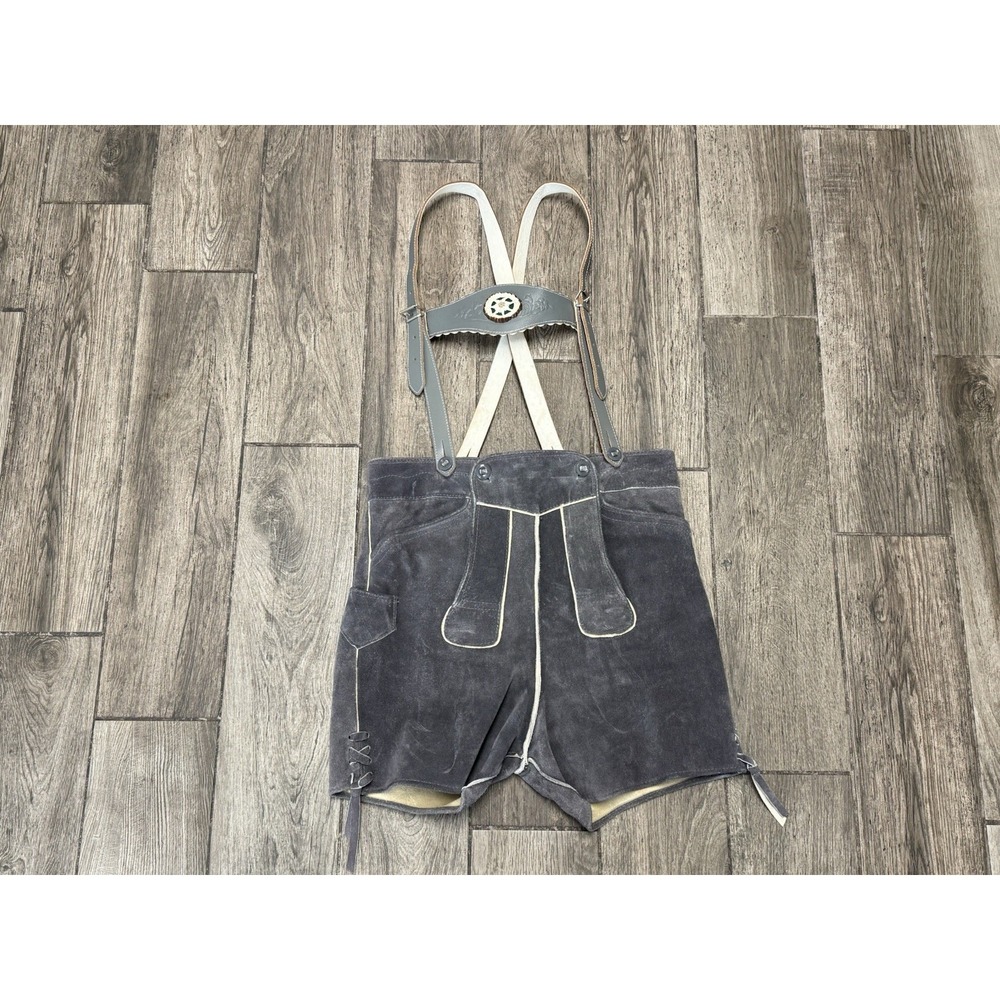 Lederhosen Ernst Licht German Gray Suede Leather Oktoberfest Small Vintage